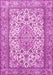 Machine Washable Medallion Pink Traditional Rug, wshtr4217pnk