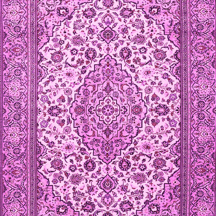 Machine Washable Medallion Pink Traditional Rug, wshtr4217pnk