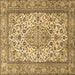 Square Machine Washable Medallion Brown Traditional Rug, wshtr4217brn