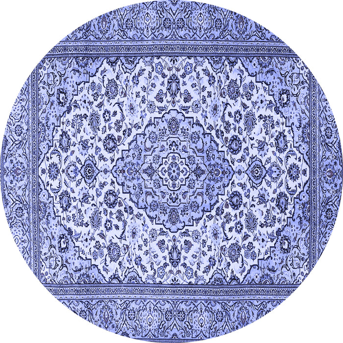 Round Medallion Blue Traditional Rug, tr4217blu