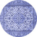 Round Medallion Blue Traditional Rug, tr4217blu