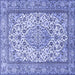 Square Medallion Blue Traditional Rug, tr4217blu