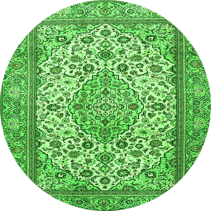 Square Medallion Green Traditional Rug, tr4217grn