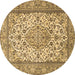Round Medallion Brown Traditional Rug, tr4217brn