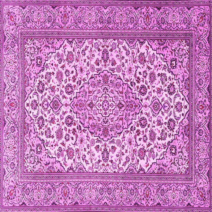 Square Machine Washable Medallion Pink Traditional Rug, wshtr4218pnk
