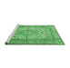 Sideview of Machine Washable Medallion Emerald Green Traditional Area Rugs, wshtr4218emgrn