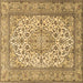 Square Machine Washable Medallion Brown Traditional Rug, wshtr4218brn