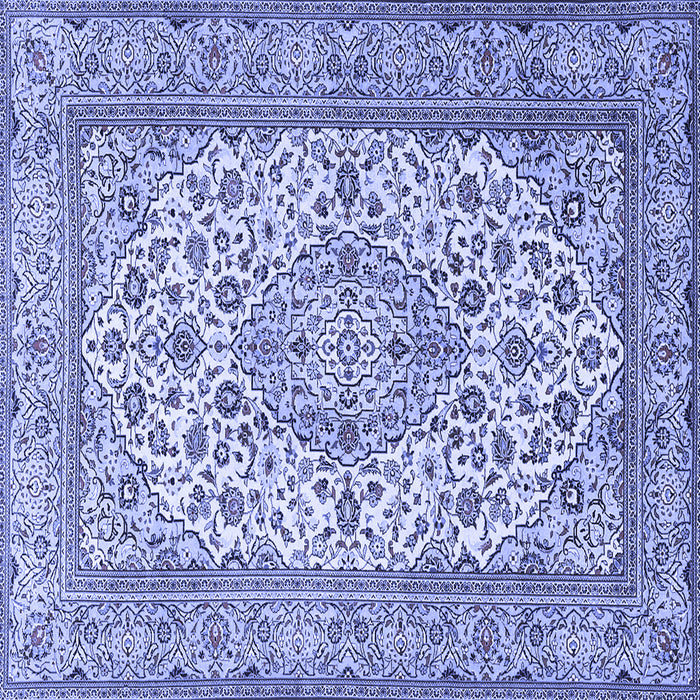 Square Machine Washable Medallion Blue Traditional Rug, wshtr4218blu