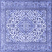 Square Machine Washable Medallion Blue Traditional Rug, wshtr4218blu