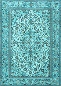 Medallion Light Blue Traditional Rug, tr4218lblu