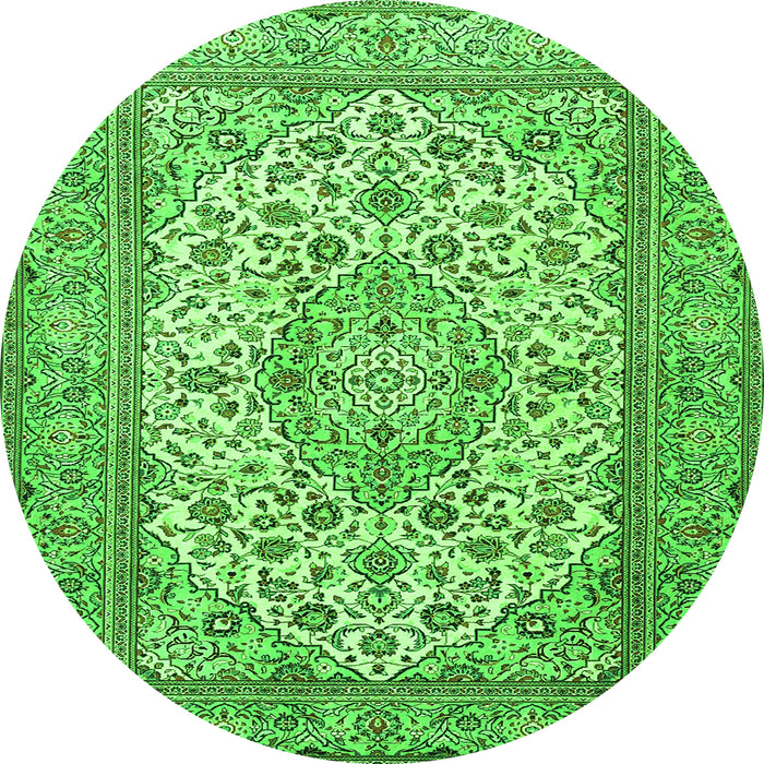 Square Medallion Green Traditional Rug, tr4218grn