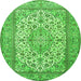 Square Medallion Green Traditional Rug, tr4218grn