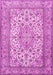 Machine Washable Medallion Pink Traditional Rug, wshtr4218pnk