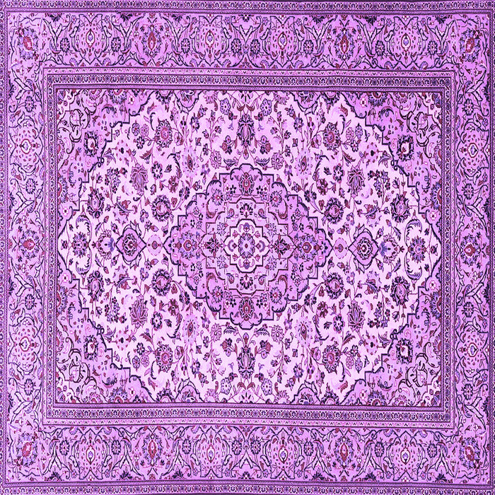 Square Machine Washable Medallion Purple Traditional Area Rugs, wshtr4218pur