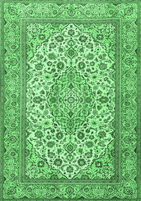 Medallion Emerald Green Traditional Rug, tr4218emgrn