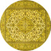 Round Medallion Yellow Traditional Rug, tr4218yw