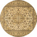 Round Medallion Brown Traditional Rug, tr4218brn