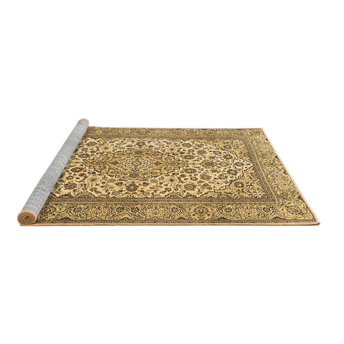 Sideview of Machine Washable Medallion Brown Traditional Rug, wshtr4218brn