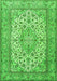 Serging Thickness of Machine Washable Medallion Green Traditional Area Rugs, wshtr4218grn