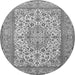 Machine Washable Medallion Gray Traditional Rug, wshtr4218gry