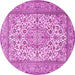 Round Machine Washable Medallion Pink Traditional Rug, wshtr4218pnk