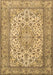 Machine Washable Medallion Brown Traditional Rug, wshtr4218brn