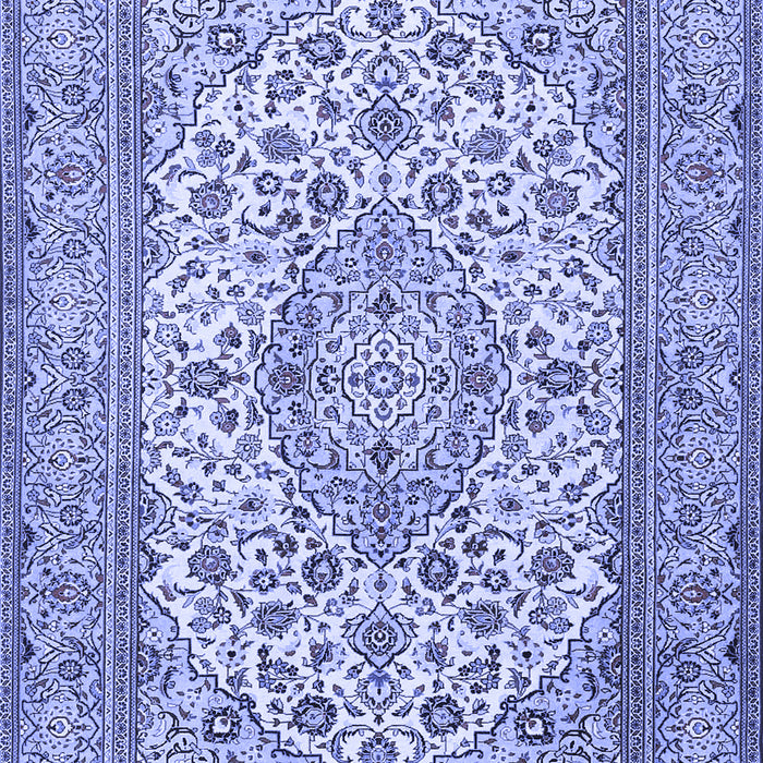 Machine Washable Medallion Blue Traditional Rug, wshtr4218blu