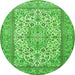 Machine Washable Medallion Green Traditional Area Rugs, wshtr4218grn