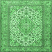 Square Machine Washable Medallion Emerald Green Traditional Area Rugs, wshtr4218emgrn