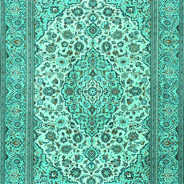 Machine Washable Medallion Turquoise Traditional Area Rugs, wshtr4218turq