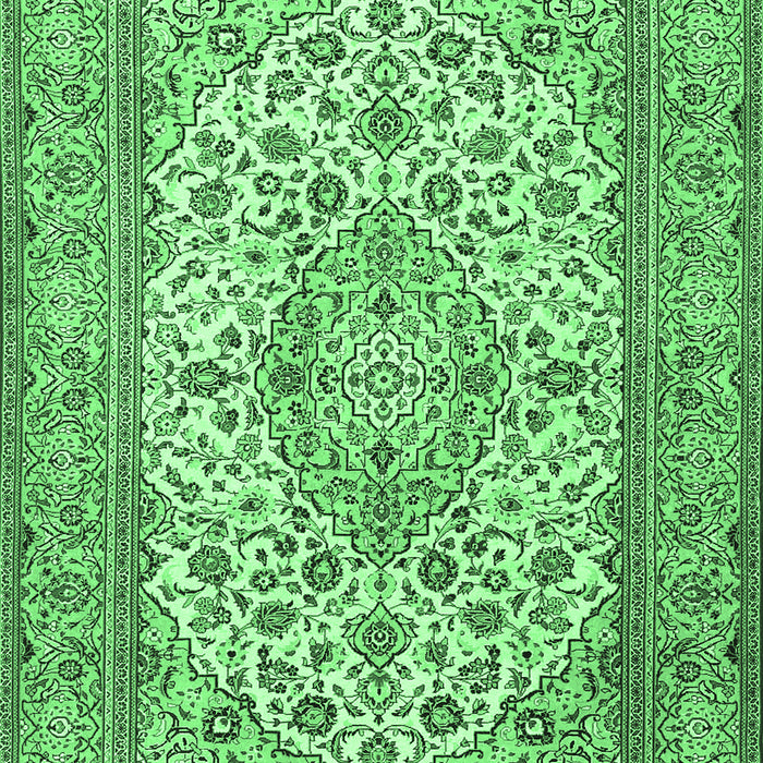 Machine Washable Medallion Emerald Green Traditional Area Rugs, wshtr4218emgrn