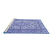 Sideview of Machine Washable Medallion Blue Traditional Rug, wshtr4218blu