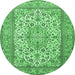 Round Medallion Emerald Green Traditional Rug, tr4218emgrn