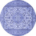 Round Medallion Blue Traditional Rug, tr4218blu