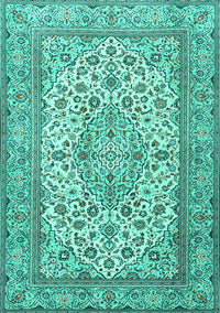 Medallion Turquoise Traditional Rug, tr4218turq