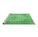 Sideview of Machine Washable Medallion Emerald Green Traditional Area Rugs, wshtr4219emgrn