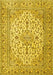 Machine Washable Medallion Yellow Traditional Rug, wshtr4219yw