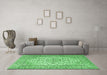 Machine Washable Medallion Emerald Green Traditional Area Rugs in a Living Room,, wshtr4219emgrn