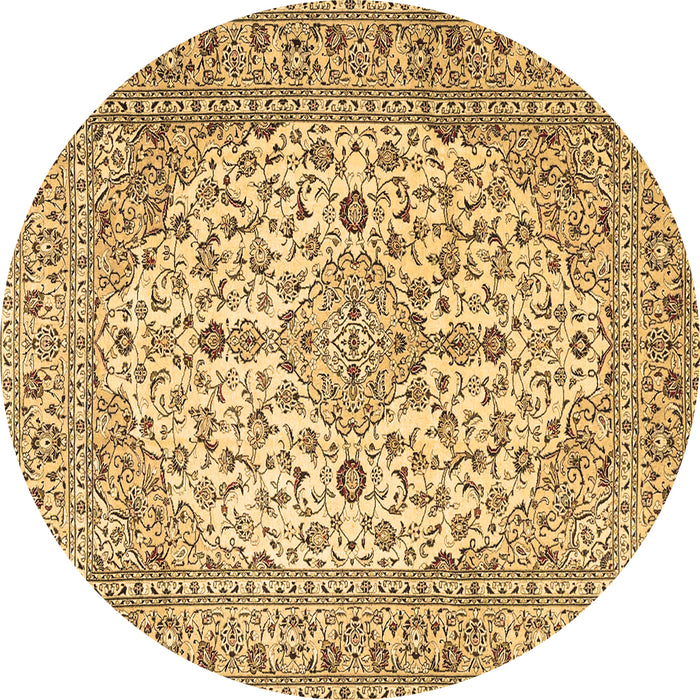 Round Medallion Brown Traditional Rug, tr4219brn