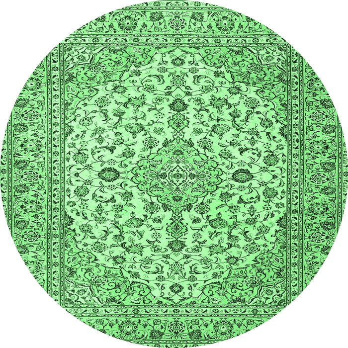 Round Medallion Emerald Green Traditional Rug, tr4219emgrn