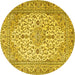 Round Medallion Yellow Traditional Rug, tr4219yw