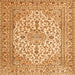 Serging Thickness of Medallion Orange Traditional Rug, tr4219org