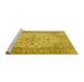 Sideview of Machine Washable Medallion Yellow Traditional Rug, wshtr4219yw