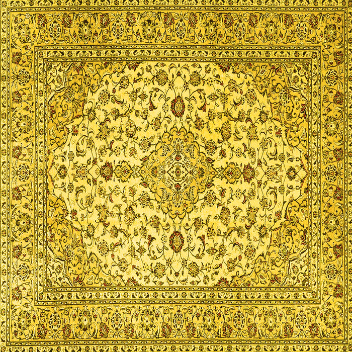 Square Medallion Yellow Traditional Rug, tr4219yw