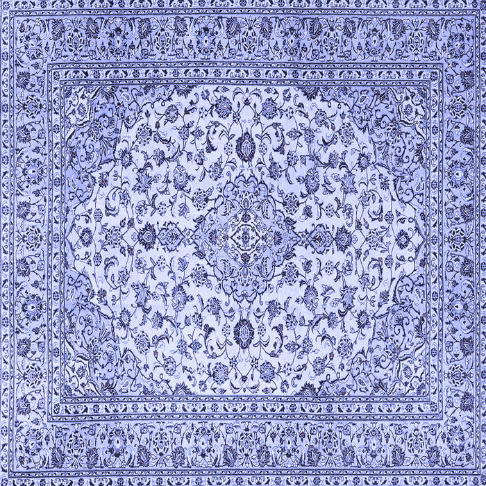 Square Machine Washable Medallion Blue Traditional Rug, wshtr4219blu