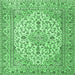 Square Machine Washable Medallion Emerald Green Traditional Area Rugs, wshtr4219emgrn