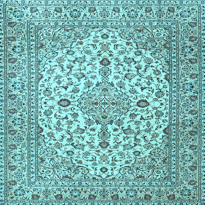Square Medallion Light Blue Traditional Rug, tr4219lblu