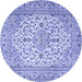 Round Medallion Blue Traditional Rug, tr4219blu