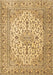 Machine Washable Medallion Brown Traditional Rug, wshtr4219brn