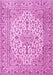 Machine Washable Medallion Pink Traditional Rug, wshtr4219pnk